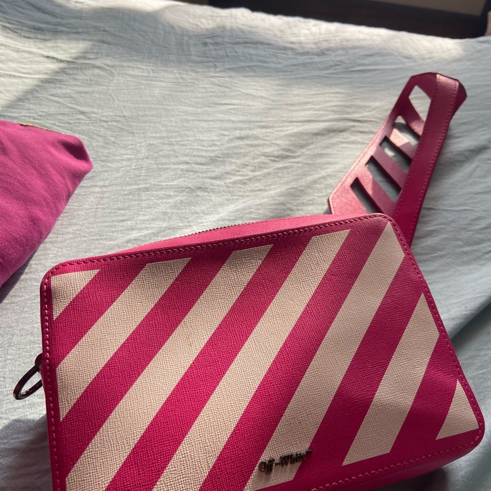Off-White Pink and White Striped Women's Bag